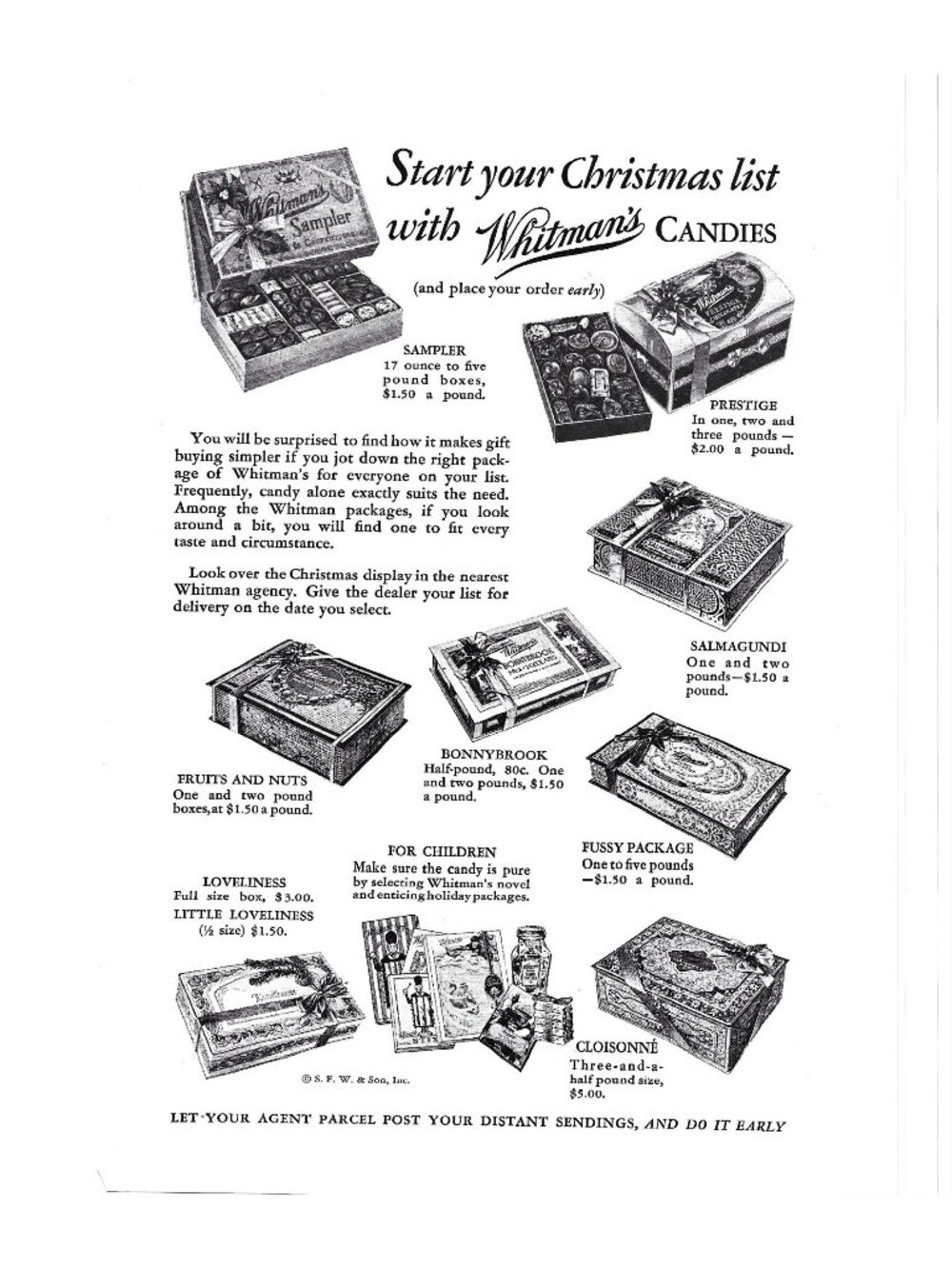 Print Ad Start Your Christmas List Whitmans Candies Gift 1930s Holiday Vintage
